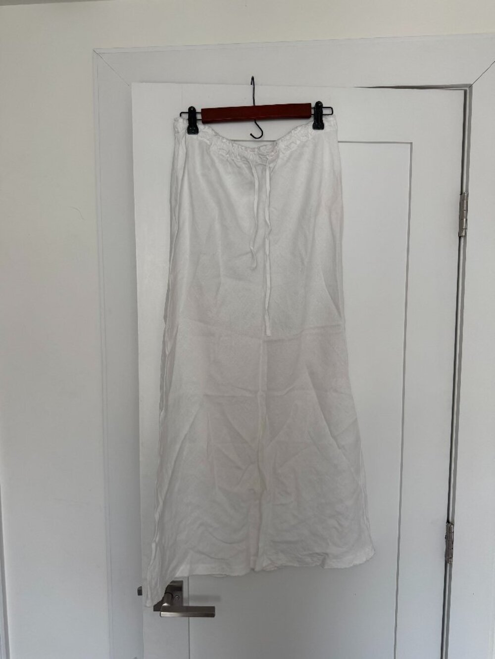 Zara White Linen Maxi Skirt Tie Waist Adjustable Boho